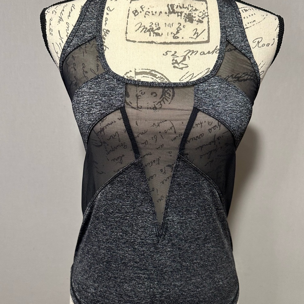 Lululemon Athletica Gray and Black Asymmetrical Cut Out Tank Top. Good cond. - Picture 3 of 8
